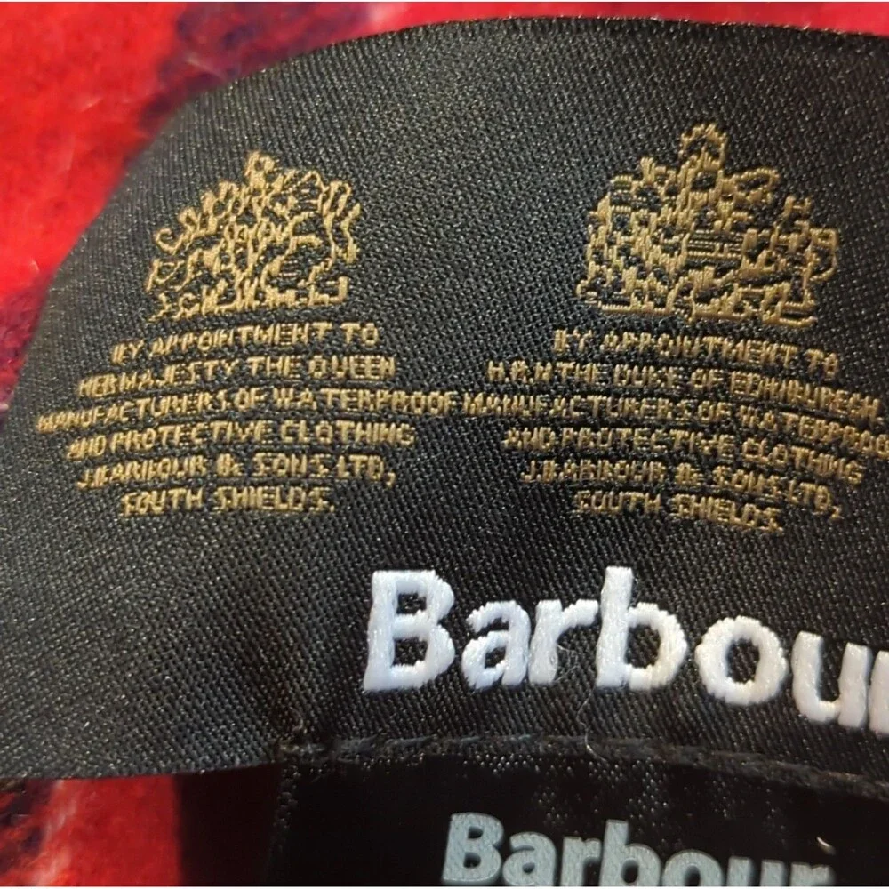 Barbour Original Taratans Lambswool Scarf Fringe Plaid Check Red
